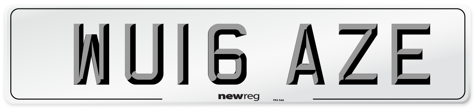 WU16 AZE Number Plate from New Reg